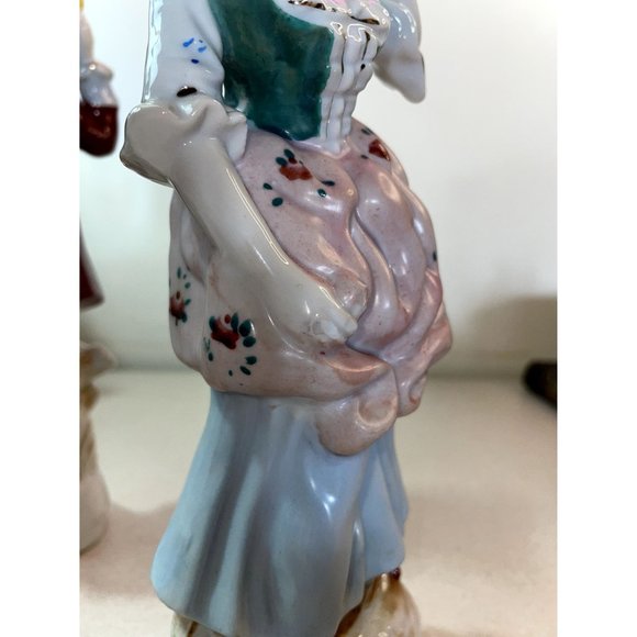 Vintage Made in Japan Porcelain Victorian Man & Woman Figurines 10" Hand Painted - Picture 11 of 16